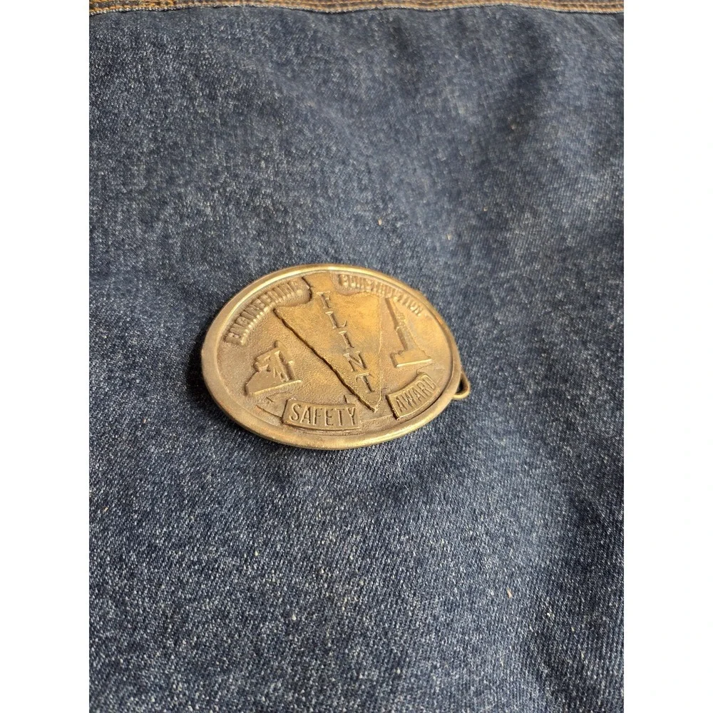 Flint Engineering Construction Solid Brass Belt Buckle